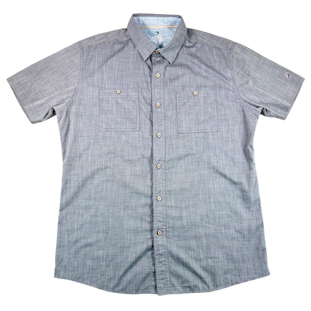 KUHL Response Shirt Mens Medium Gray Outdoor Hiking Button Up Cotton Blend Casu